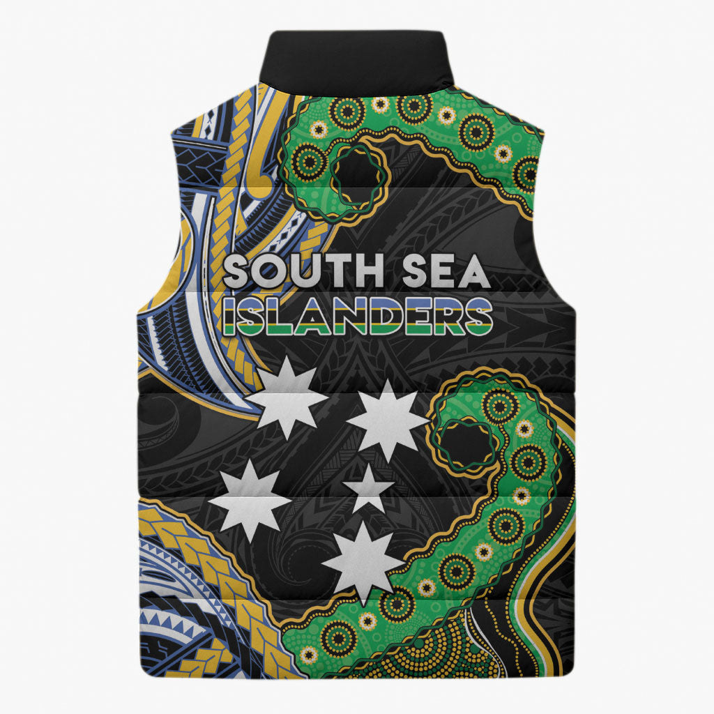 South Sea Islanders And Solomon Islands Sleeveless Puffer Jacket Solomons Coat Of Arms And Southern Cross