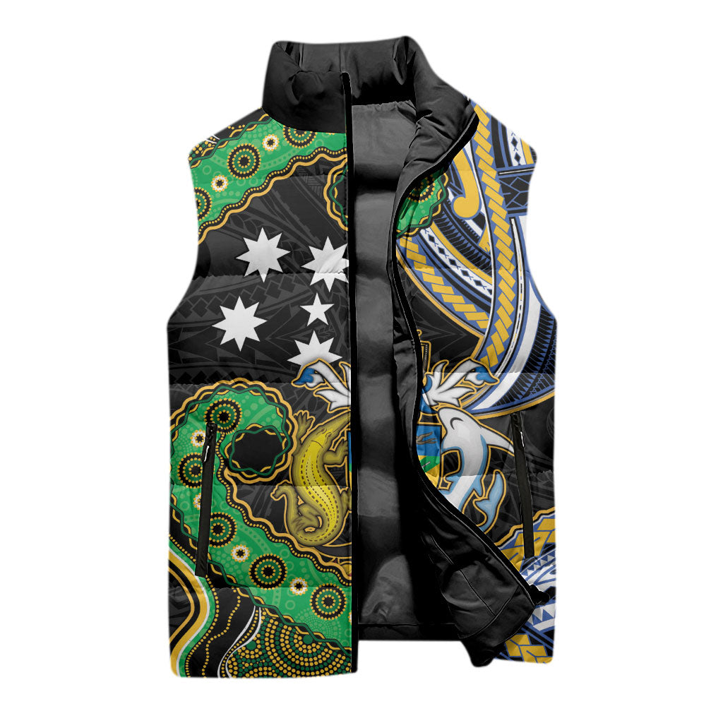 South Sea Islanders And Solomon Islands Sleeveless Puffer Jacket Solomons Coat Of Arms And Southern Cross