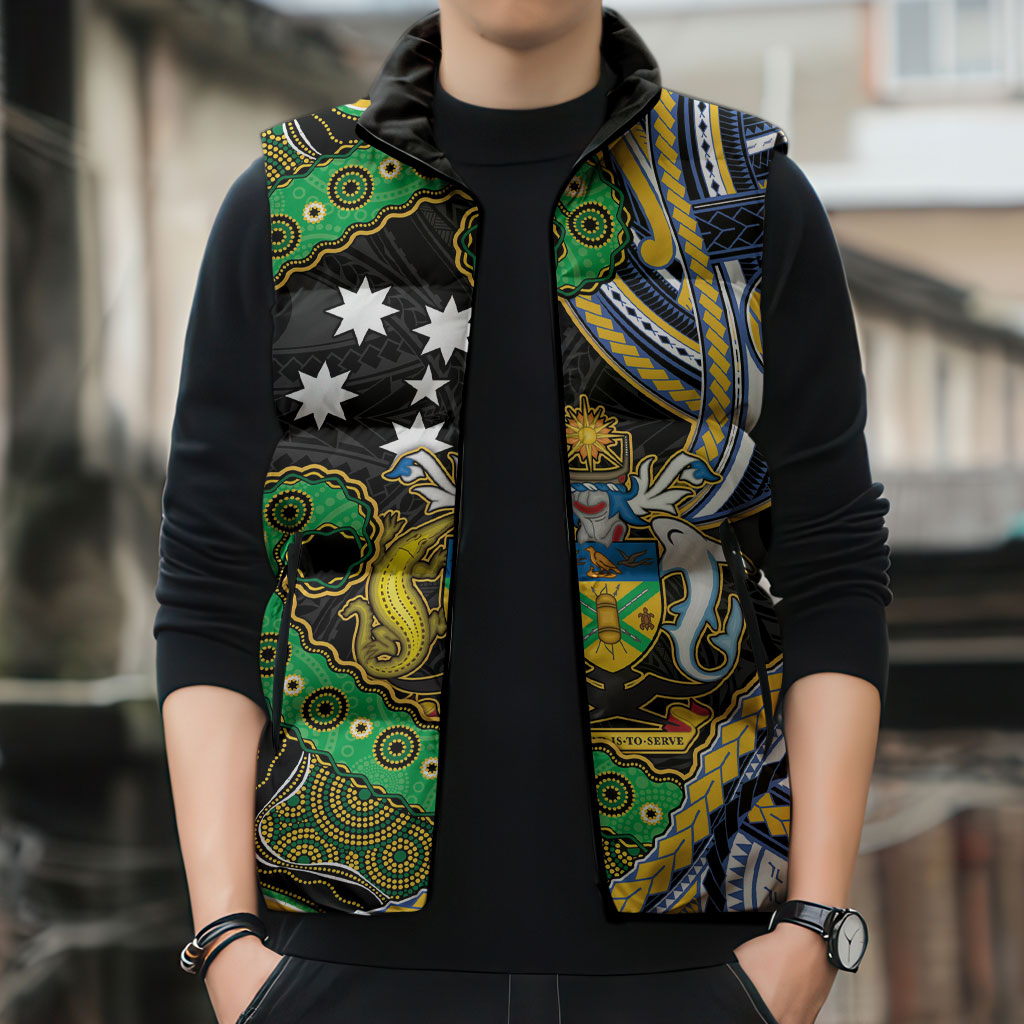 South Sea Islanders And Solomon Islands Sleeveless Puffer Jacket Solomons Coat Of Arms And Southern Cross
