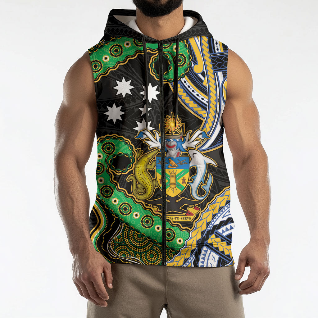 South Sea Islanders And Solomon Islands Sleeveless Zip Hoodie Solomons Coat Of Arms And Southern Cross