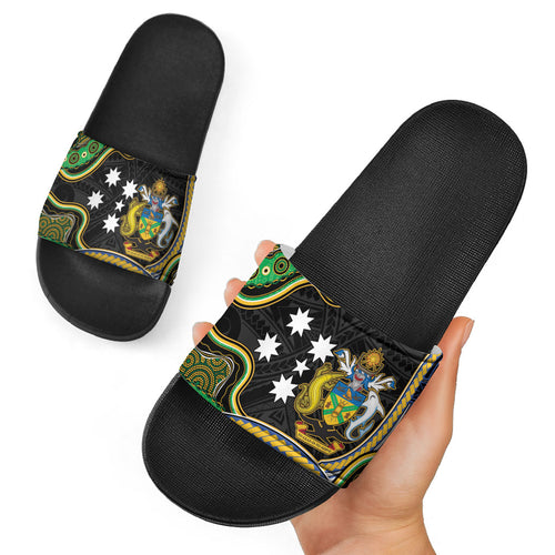 South Sea Islanders And Solomon Islands Slide Sandals Solomons Coat Of Arms And Southern Cross