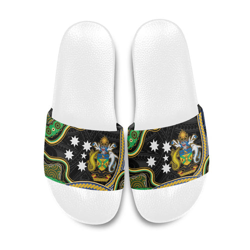 South Sea Islanders And Solomon Islands Slide Sandals Solomons Coat Of Arms And Southern Cross
