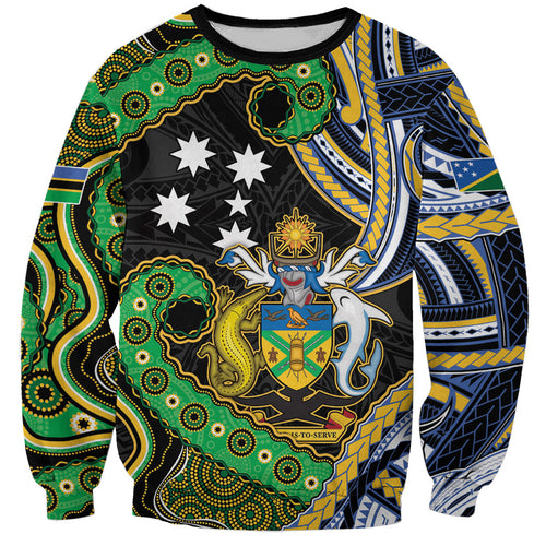 South Sea Islanders And Solomon Islands Sweatshirt Solomons Coat Of Arms And Southern Cross