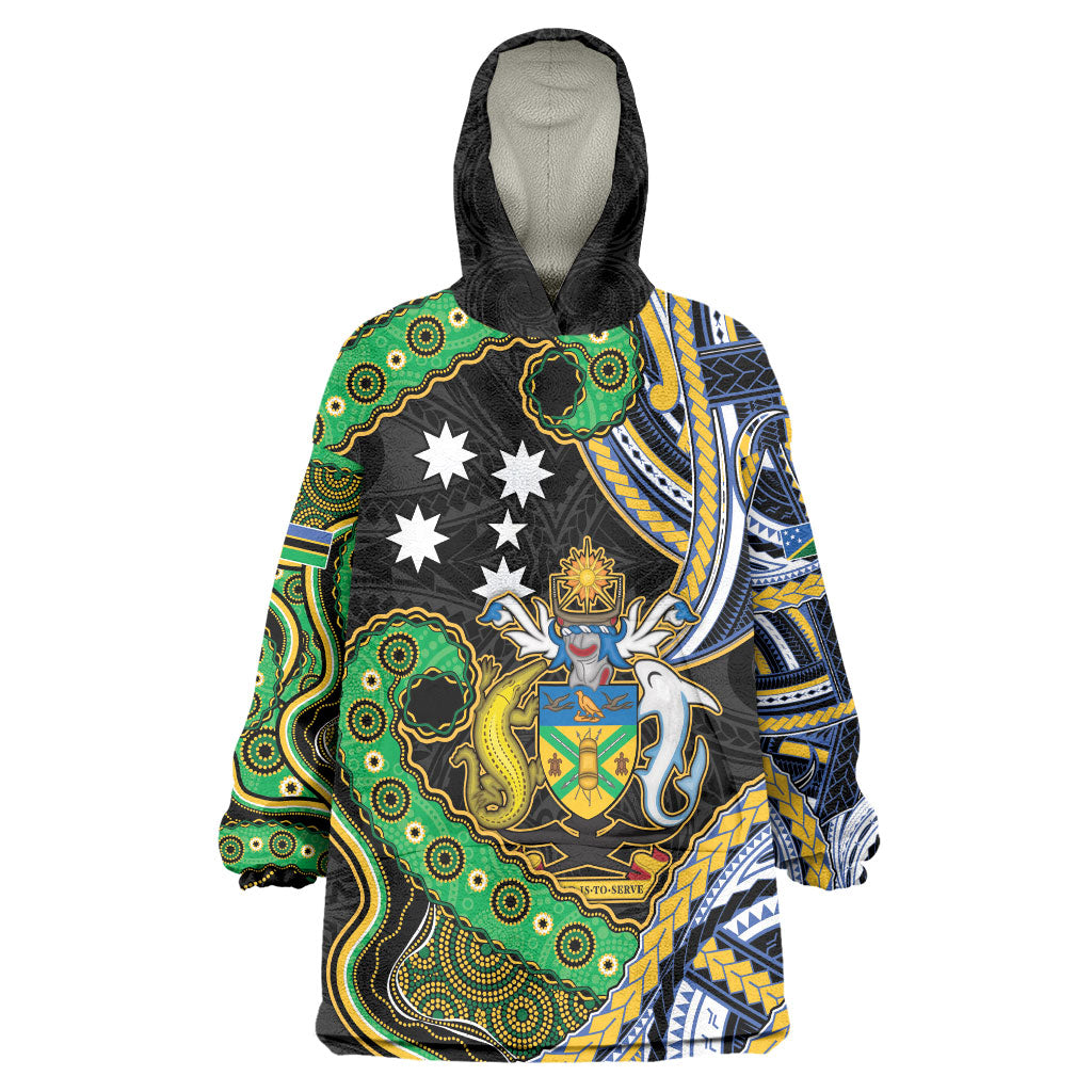 South Sea Islanders And Solomon Islands Wearable Blanket Hoodie Solomons Coat Of Arms And Southern Cross