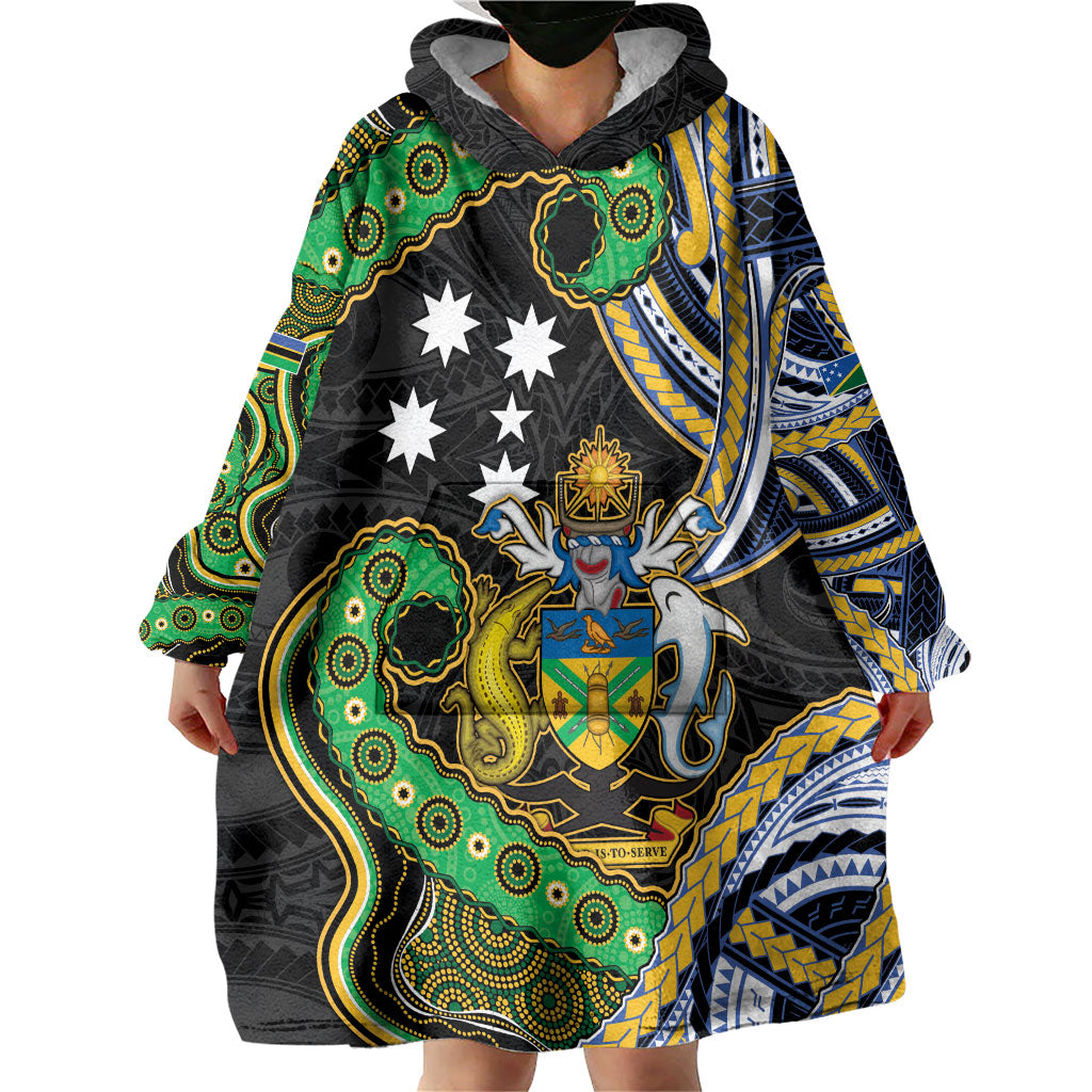 South Sea Islanders And Solomon Islands Wearable Blanket Hoodie Solomons Coat Of Arms And Southern Cross