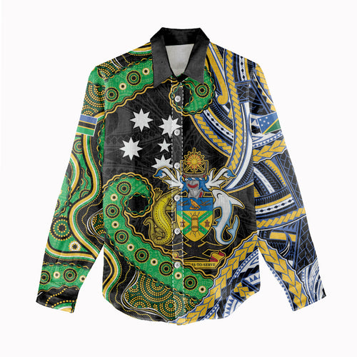 South Sea Islanders And Solomon Islands Women Casual Shirt Solomons Coat Of Arms And Southern Cross