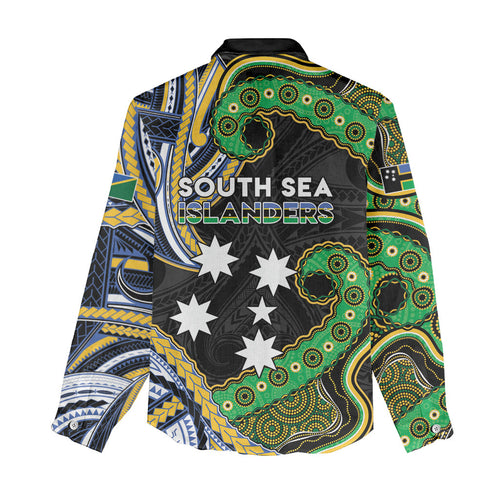 South Sea Islanders And Solomon Islands Women Casual Shirt Solomons Coat Of Arms And Southern Cross