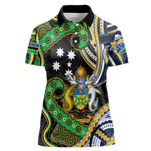 South Sea Islanders And Solomon Islands Women Polo Shirt Solomons Coat Of Arms And Southern Cross