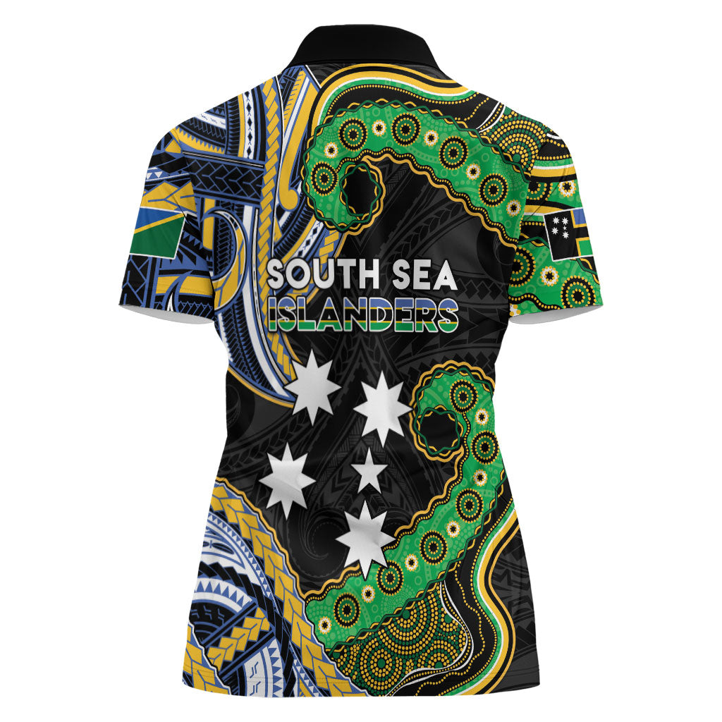 South Sea Islanders And Solomon Islands Women Polo Shirt Solomons Coat Of Arms And Southern Cross