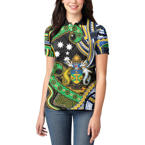 South Sea Islanders And Solomon Islands Women Polo Shirt Solomons Coat Of Arms And Southern Cross