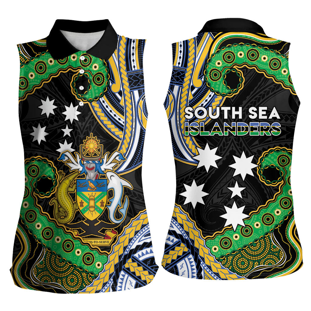 South Sea Islanders And Solomon Islands Women Sleeveless Polo Shirt Solomons Coat Of Arms And Southern Cross