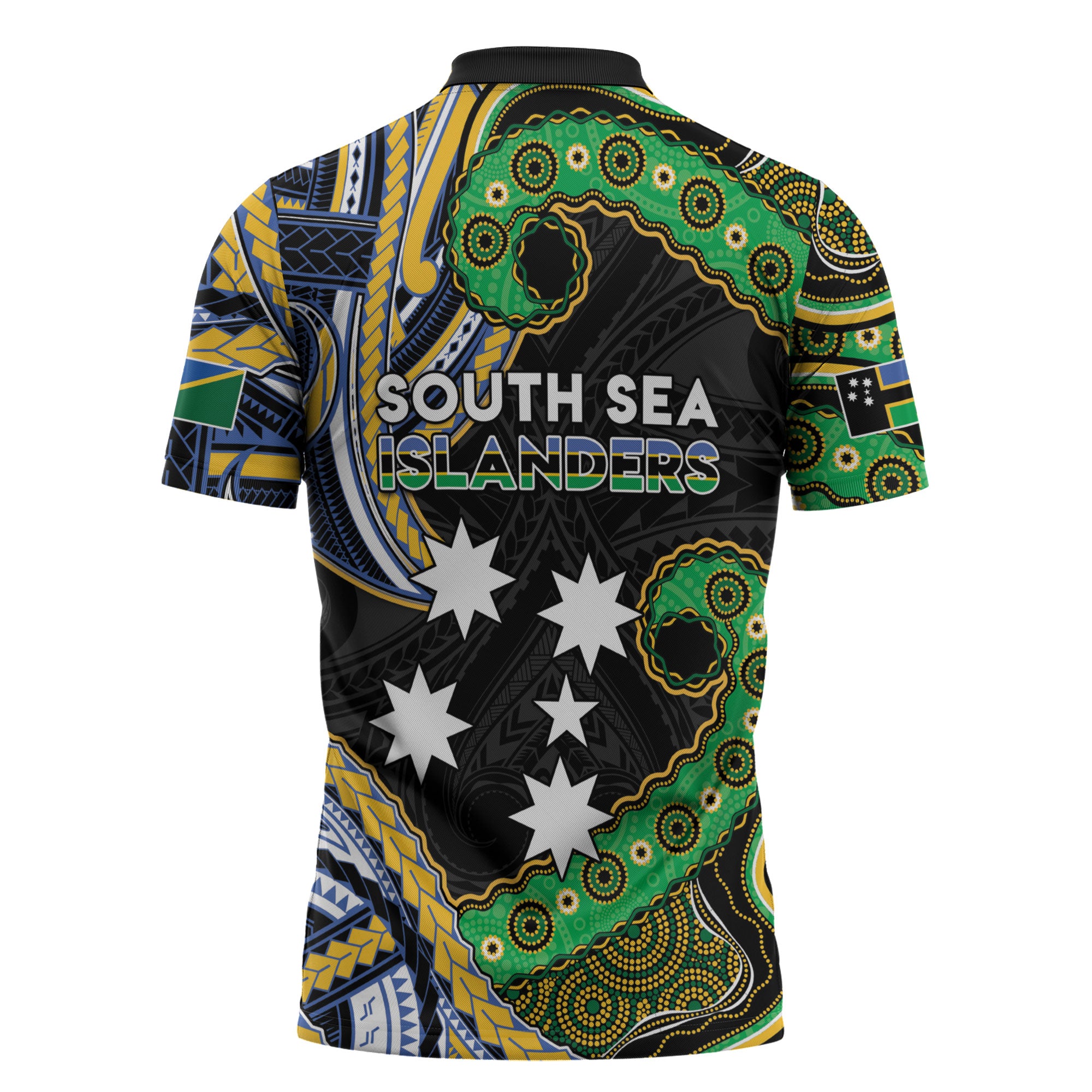 South Sea Islanders And Solomon Islands Zipper Polo Shirt Solomons Coat Of Arms And Southern Cross