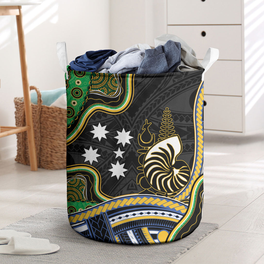 South Sea Islanders And New Caledonia Laundry Basket Nautilus Shell Southern Cross Tribal Pattern