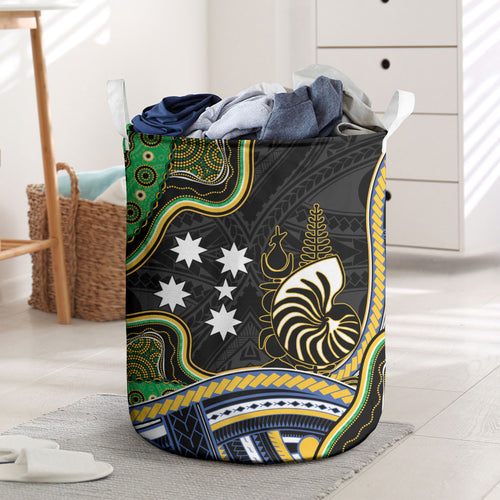 South Sea Islanders And New Caledonia Laundry Basket Nautilus Shell Southern Cross Tribal Pattern