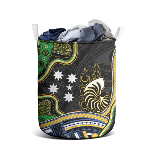 South Sea Islanders And New Caledonia Laundry Basket Nautilus Shell Southern Cross Tribal Pattern