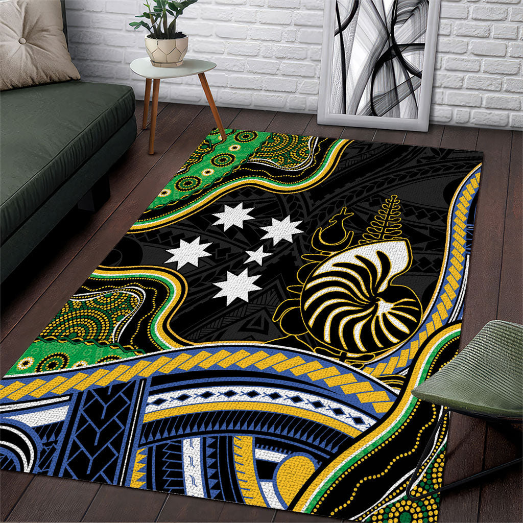 South Sea Islanders And New Caledonia Area Rug Nautilus Shell Southern Cross Tribal Pattern