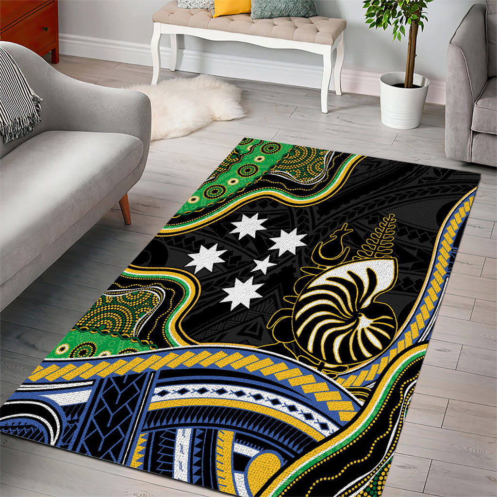 South Sea Islanders And New Caledonia Area Rug Nautilus Shell Southern Cross Tribal Pattern