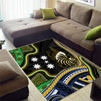 South Sea Islanders And New Caledonia Area Rug Nautilus Shell Southern Cross Tribal Pattern