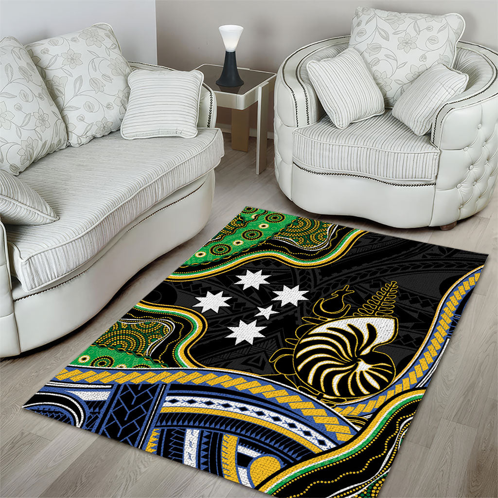 South Sea Islanders And New Caledonia Area Rug Nautilus Shell Southern Cross Tribal Pattern