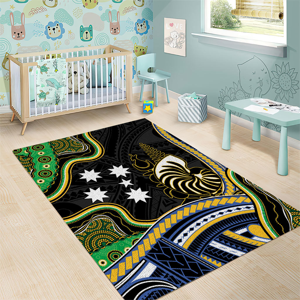 South Sea Islanders And New Caledonia Area Rug Nautilus Shell Southern Cross Tribal Pattern