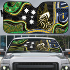 South Sea Islanders And New Caledonia Auto Sun Shade Nautilus Shell Southern Cross Tribal Pattern