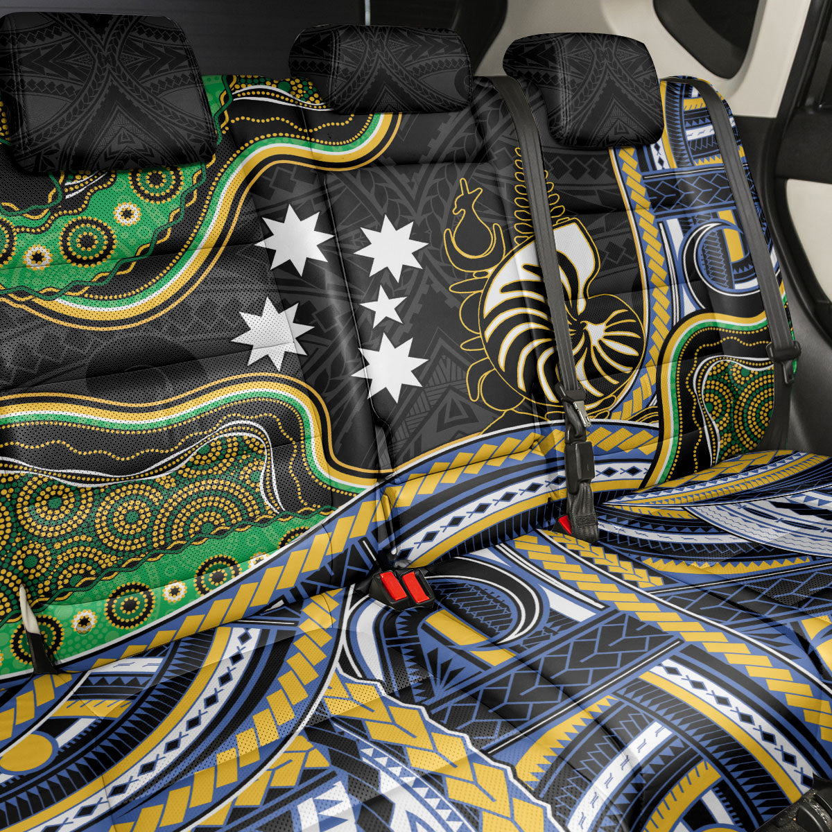 South Sea Islanders And New Caledonia Back Car Seat Cover Nautilus Shell Southern Cross Tribal Pattern