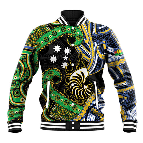 South Sea Islanders And New Caledonia Baseball Jacket Nautilus Shell Southern Cross Tribal Pattern