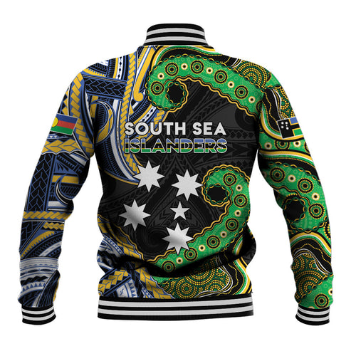 South Sea Islanders And New Caledonia Baseball Jacket Nautilus Shell Southern Cross Tribal Pattern