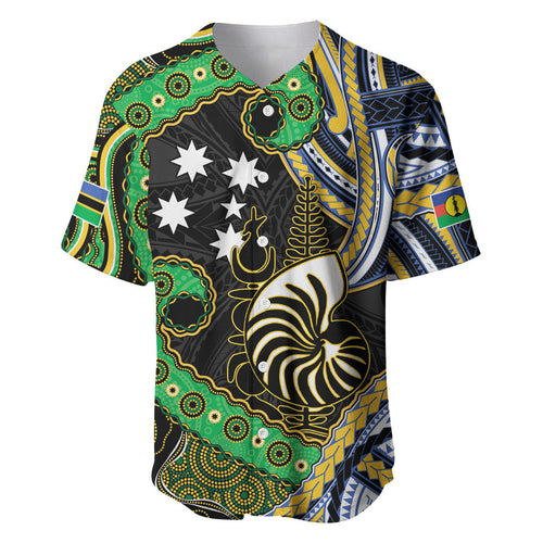 South Sea Islanders And New Caledonia Baseball Jersey Nautilus Shell Southern Cross Tribal Pattern