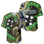 South Sea Islanders And New Caledonia Baseball Jersey Nautilus Shell Southern Cross Tribal Pattern