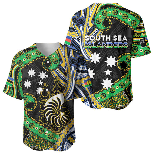 South Sea Islanders And New Caledonia Baseball Jersey Nautilus Shell Southern Cross Tribal Pattern