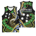 South Sea Islanders And New Caledonia Basketball Jersey Nautilus Shell Southern Cross Tribal Pattern