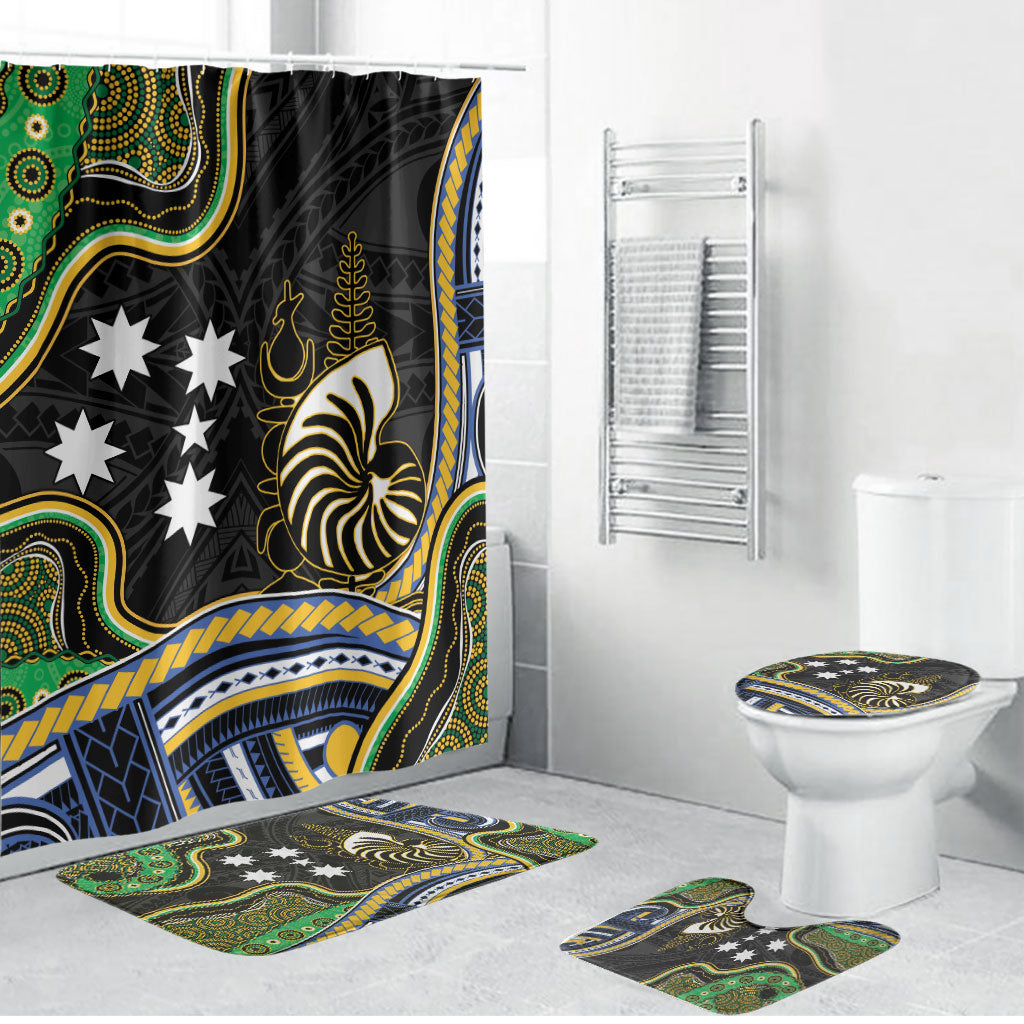 South Sea Islanders And New Caledonia Bathroom Set Nautilus Shell Southern Cross Tribal Pattern