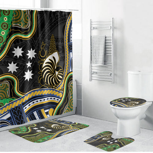 South Sea Islanders And New Caledonia Bathroom Set Nautilus Shell Southern Cross Tribal Pattern
