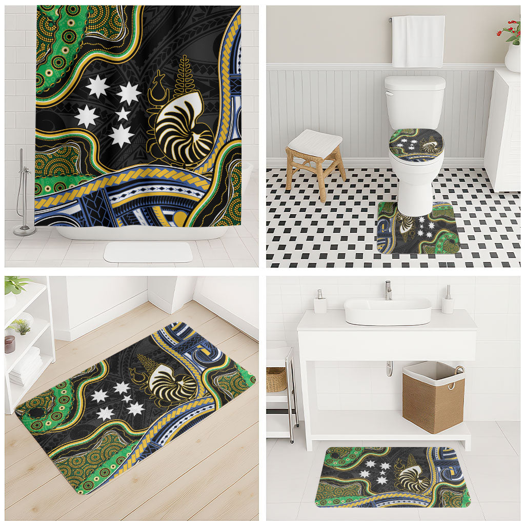 South Sea Islanders And New Caledonia Bathroom Set Nautilus Shell Southern Cross Tribal Pattern