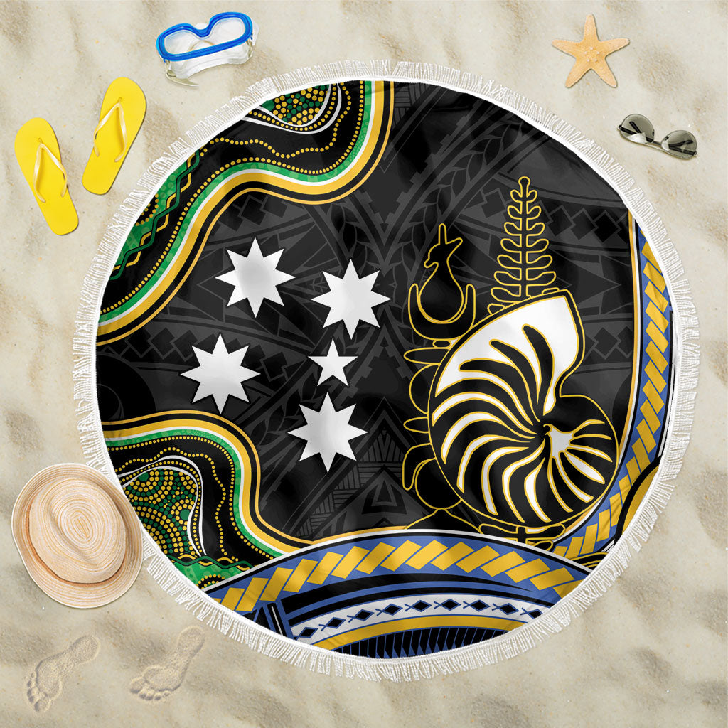 South Sea Islanders And New Caledonia Beach Blanket Nautilus Shell Southern Cross Tribal Pattern