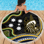South Sea Islanders And New Caledonia Beach Blanket Nautilus Shell Southern Cross Tribal Pattern
