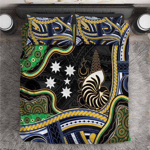 South Sea Islanders And New Caledonia Bedding Set Nautilus Shell Southern Cross Tribal Pattern