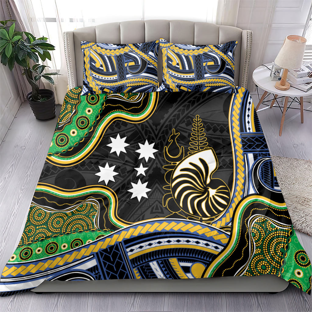 South Sea Islanders And New Caledonia Bedding Set Nautilus Shell Southern Cross Tribal Pattern