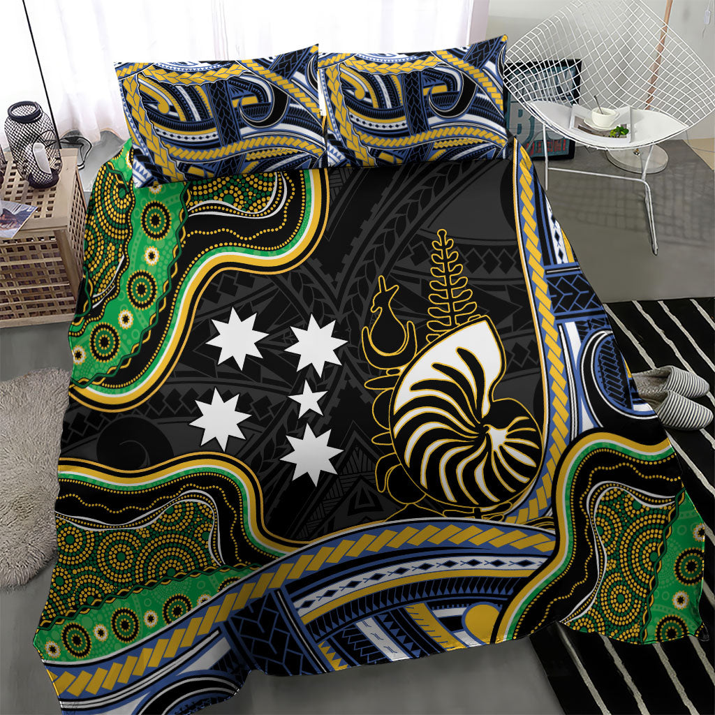 South Sea Islanders And New Caledonia Bedding Set Nautilus Shell Southern Cross Tribal Pattern