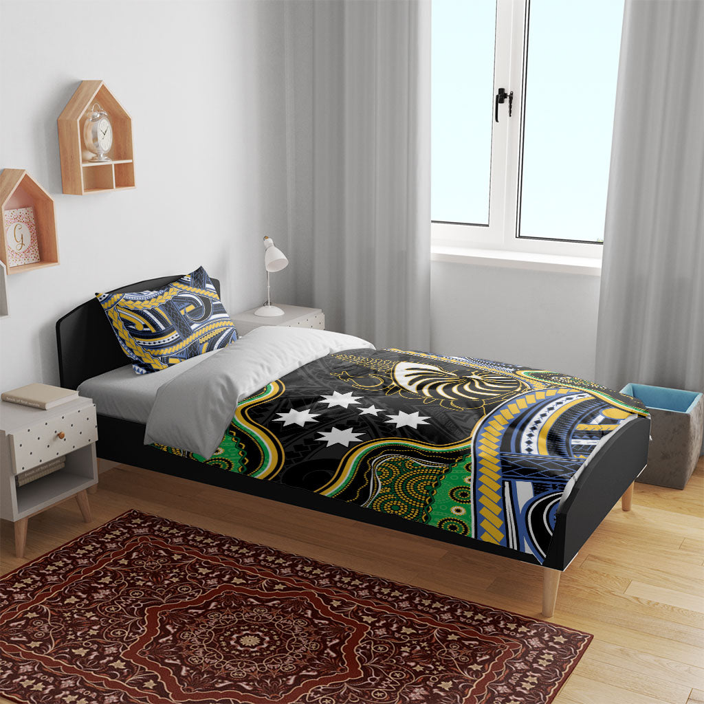 South Sea Islanders And New Caledonia Bedding Set Nautilus Shell Southern Cross Tribal Pattern
