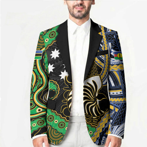 South Sea Islanders And New Caledonia Blazer Nautilus Shell Southern Cross Tribal Pattern