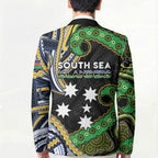 South Sea Islanders And New Caledonia Blazer Nautilus Shell Southern Cross Tribal Pattern
