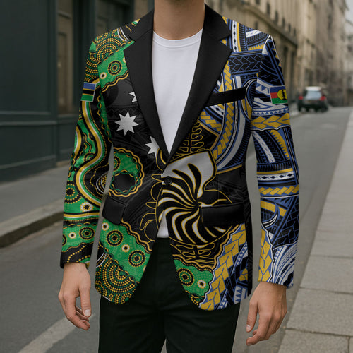 South Sea Islanders And New Caledonia Blazer Nautilus Shell Southern Cross Tribal Pattern