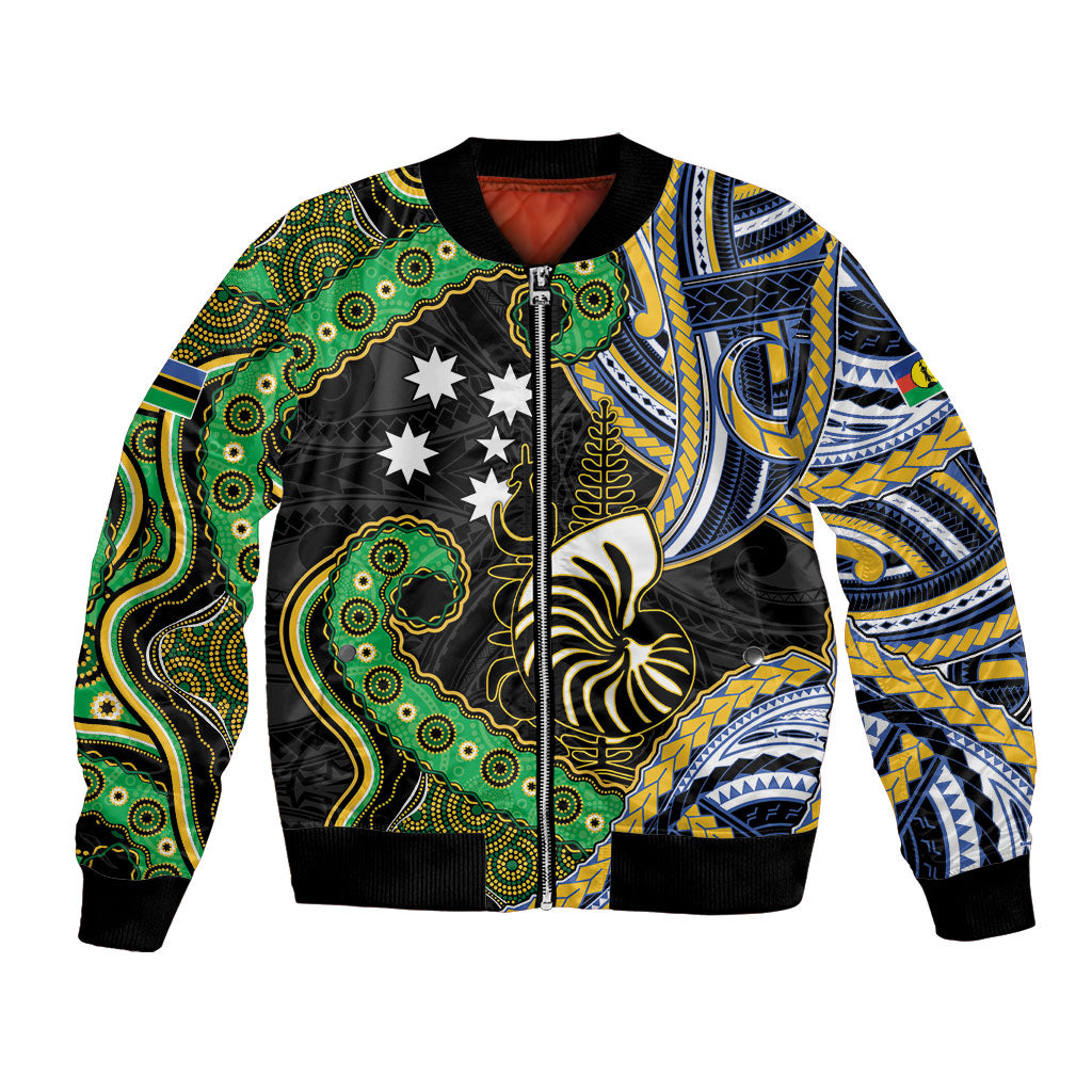 South Sea Islanders And New Caledonia Bomber Jacket Nautilus Shell Southern Cross Tribal Pattern