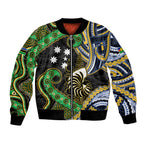 South Sea Islanders And New Caledonia Bomber Jacket Nautilus Shell Southern Cross Tribal Pattern