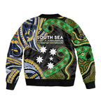 South Sea Islanders And New Caledonia Bomber Jacket Nautilus Shell Southern Cross Tribal Pattern