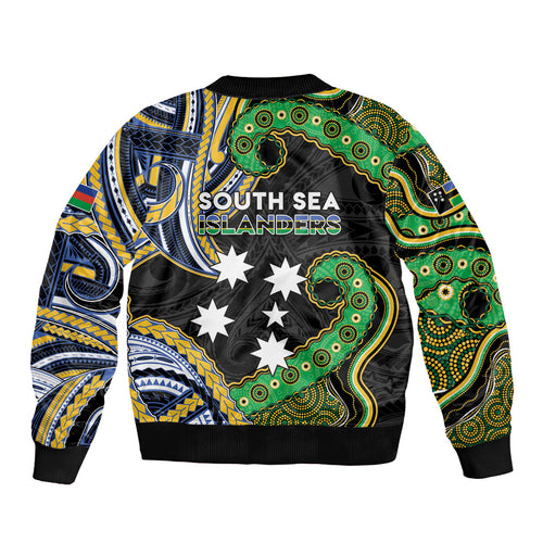 South Sea Islanders And New Caledonia Bomber Jacket Nautilus Shell Southern Cross Tribal Pattern