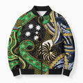 South Sea Islanders And New Caledonia Bomber Puffer Jacket Nautilus Shell Southern Cross Tribal Pattern
