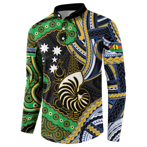 South Sea Islanders And New Caledonia Button Sweatshirt Nautilus Shell Southern Cross Tribal Pattern